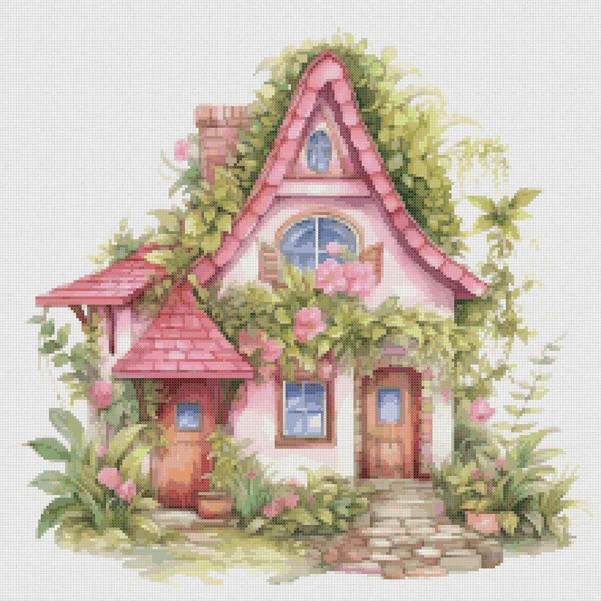 Cottage Cross Stitch Pattern: Floral House (PDF Pattern) - Image 2