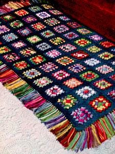 Vintage Crochet Pattern Afghan Plaid Granny - Country Home Decor - PDF English