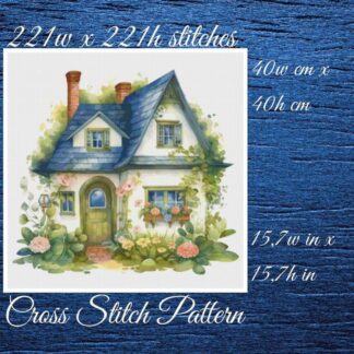 House Cross Stitch Pattern: Watercolor Cottage (PDF Pattern)