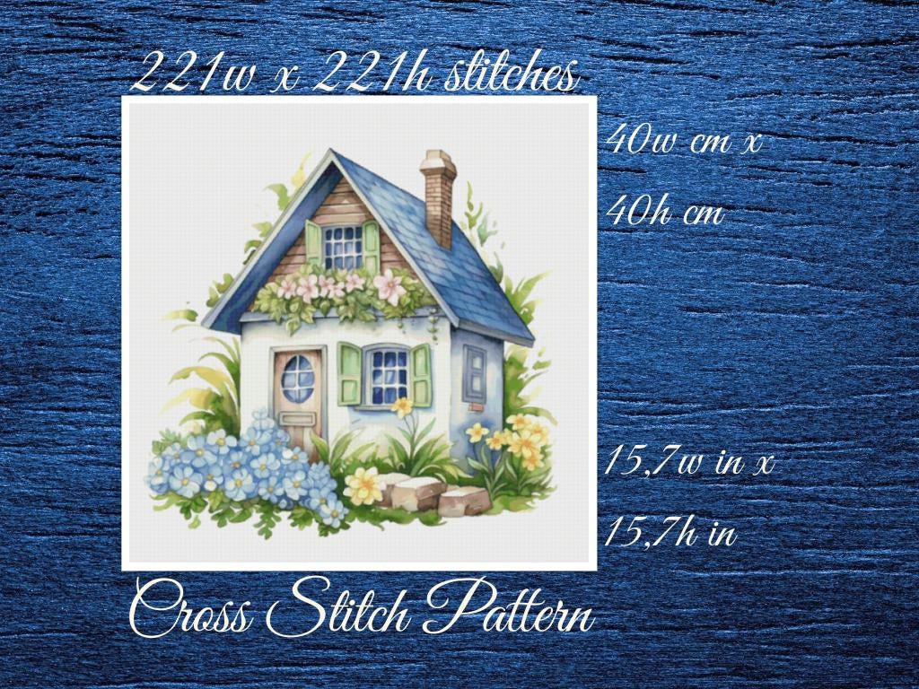 House Cross Stitch Pattern: Floral Cottage Design (PDF Pattern)