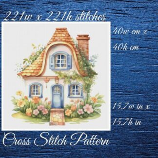 House Cross Stitch Pattern: Cottagecore Floral Design (PDF Pattern)