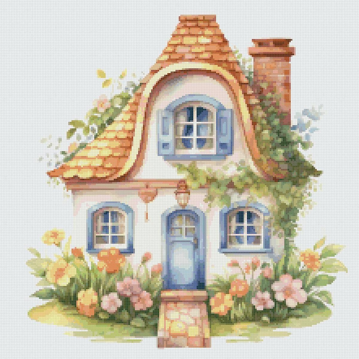 House Cross Stitch Pattern: Cottagecore Floral Design (PDF Pattern) - Image 2