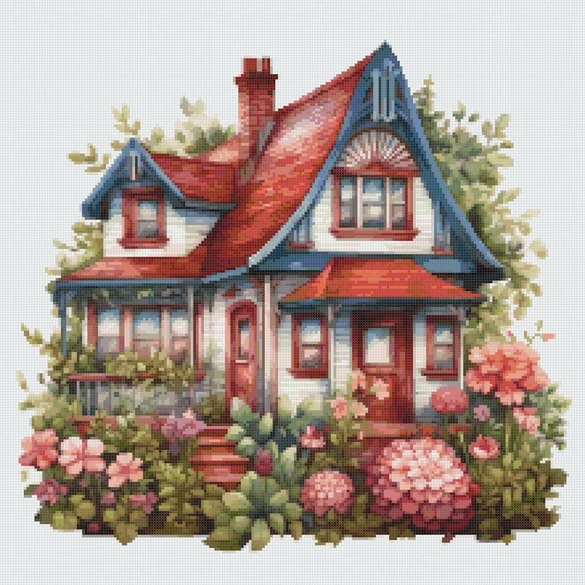 House Cross Stitch Pattern: Floral Cottage Design (PDF Pattern) - Image 2