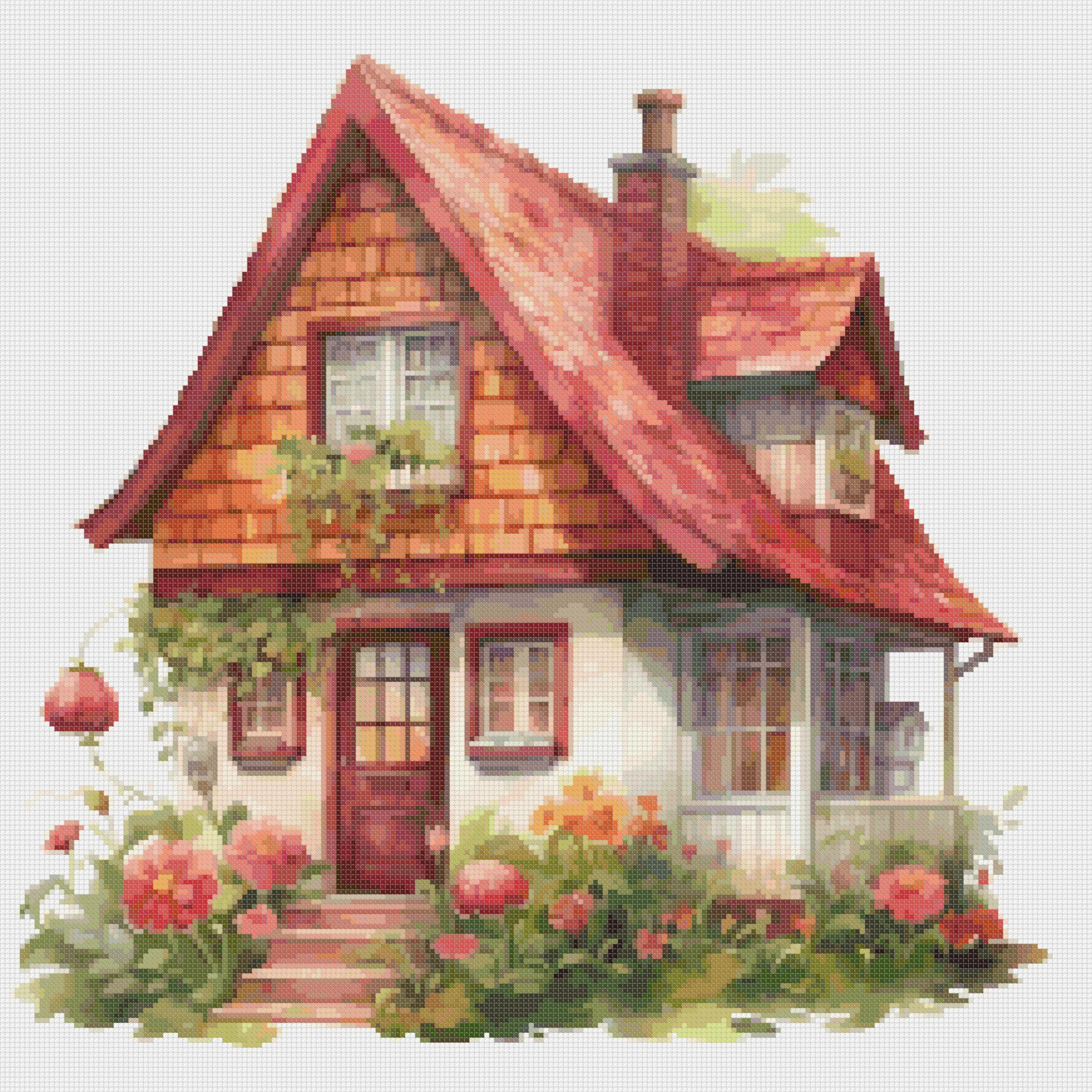House Cross Stitch Pattern: Cottagecore Floral Design (PDF Pattern) - Image 2