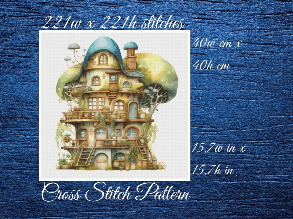 Cottage Cross Stitch Pattern: Mushroom House (PDF Pattern)