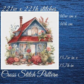 Cottage Floral House Cross Stitch Pattern (PDF)