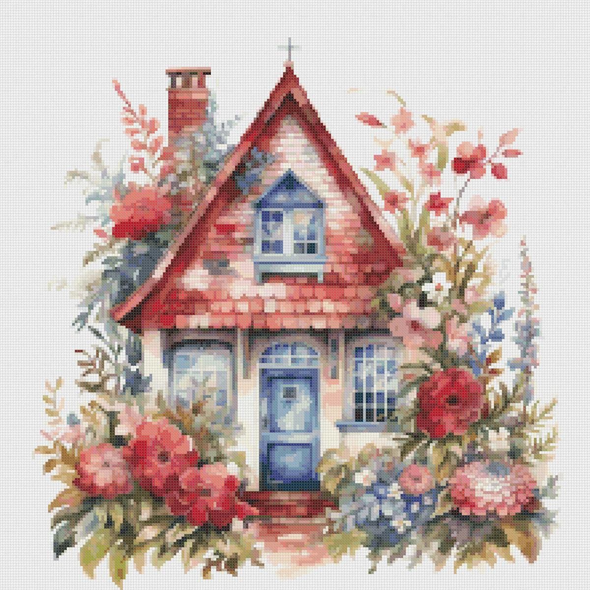 Cottage Floral Cross Stitch Pattern (PDF Download) - Image 2