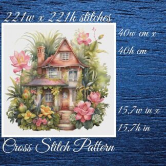 Cottage Cross Stitch Pattern: Floral House (PDF Pattern)