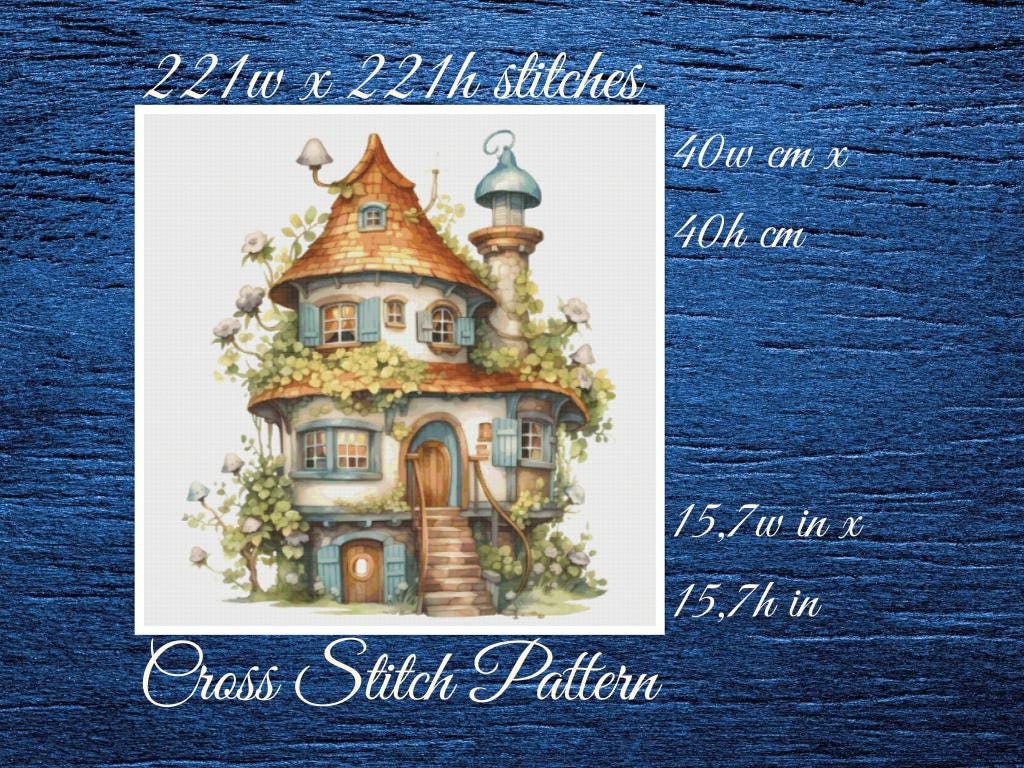 Cottage Cross Stitch Pattern: Whimsical House (PDF Pattern)