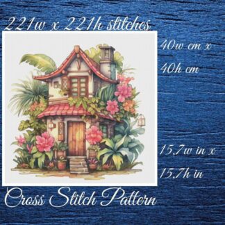 Cottage Cross Stitch Pattern: Floral House (PDF Pattern)