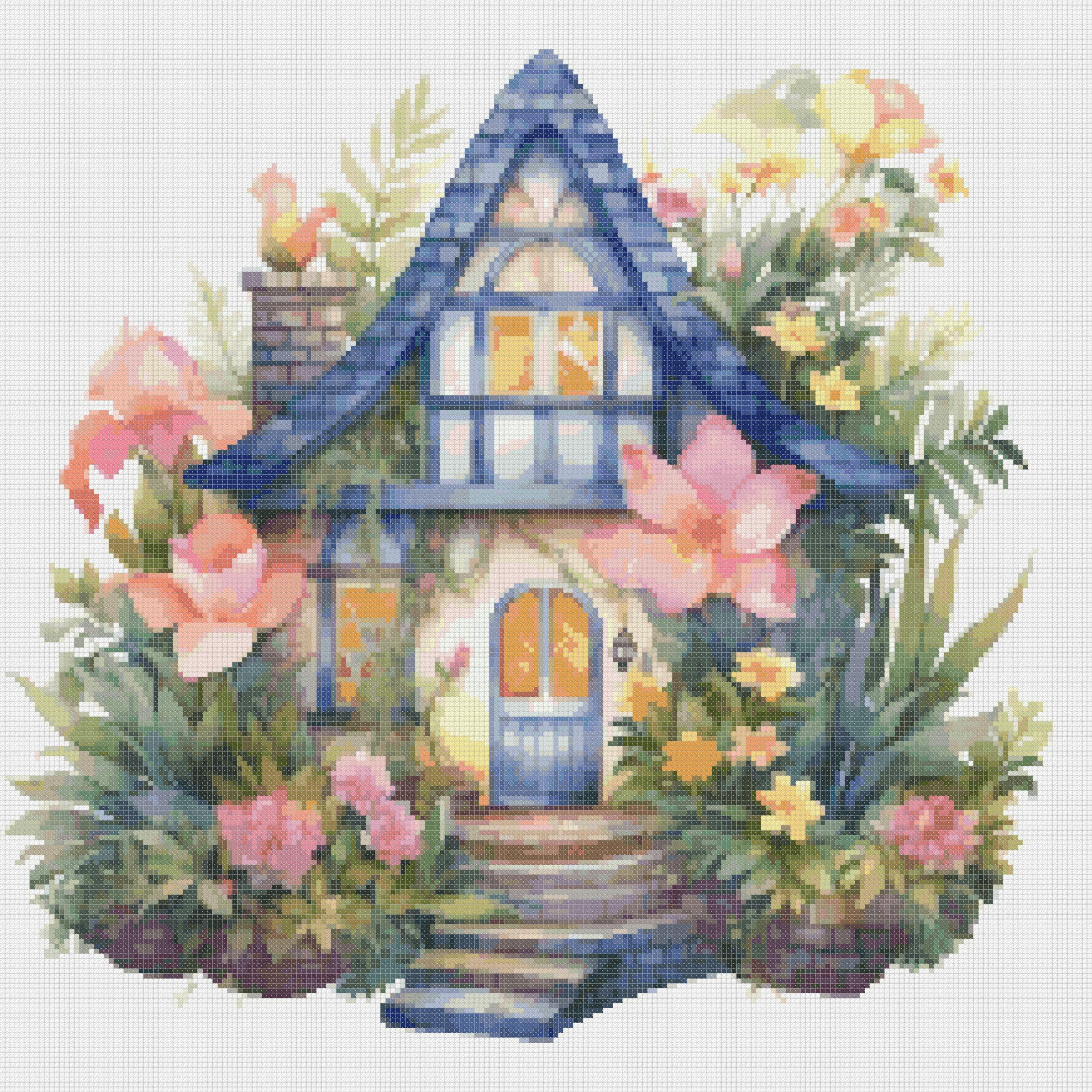 Cottage Cross Stitch Pattern: Floral House (PDF Pattern) - Image 2