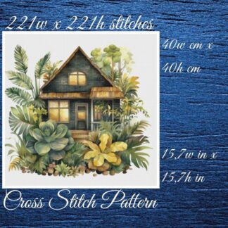 Cottage Cross Stitch Pattern: House in Garden (PDF Pattern)