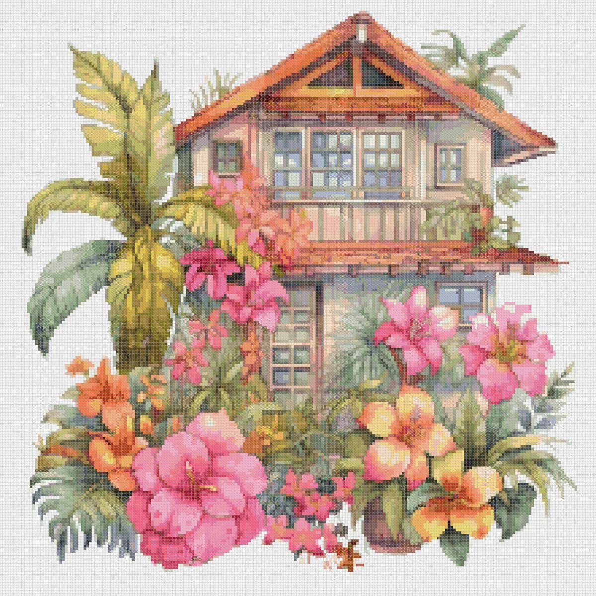 Cottage Floral Cross Stitch Pattern (PDF Download) - Image 2