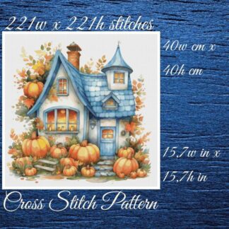 Cottage and Pumpkins Cross Stitch Pattern (PDF Download)