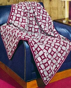 Vintage Crochet Pattern Afghan Plaid Tally Ho - Country Home Decor - PDF English