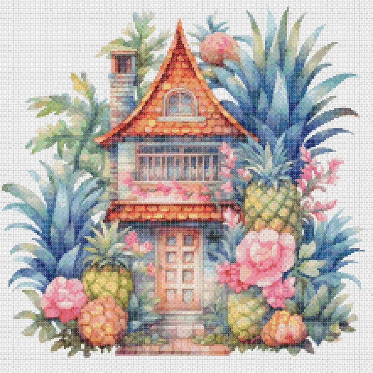 Cottage Cross Stitch Pattern: Pineapple House (PDF Pattern) - Image 2