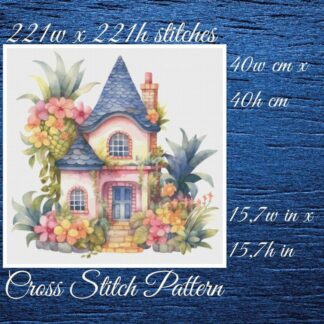Cottage Cross Stitch Pattern: Floral House (PDF Pattern)