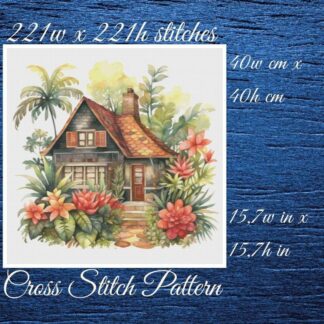 Cottage Cross Stitch Pattern: Floral House (PDF Pattern)