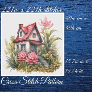 Cottage Cross Stitch Pattern: Floral House (PDF Pattern)