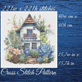 Cottage Cross Stitch Pattern: Floral House (PDF Pattern)
