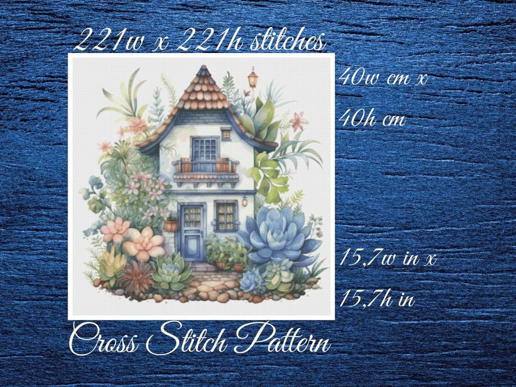 Cottage Cross Stitch Pattern: Floral House (PDF Pattern)