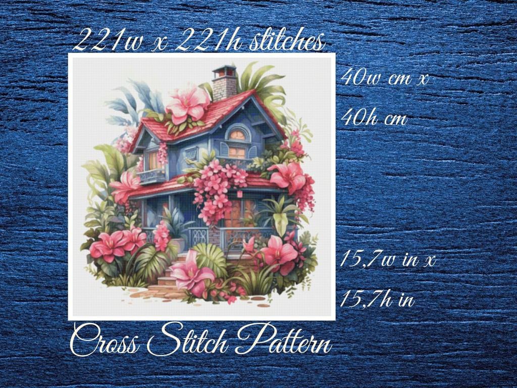 Cottage Floral Cross Stitch Pattern (PDF)