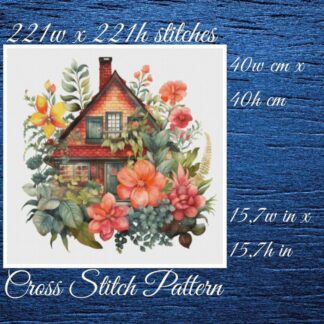 Cottage Floral Cross Stitch Pattern: Counted PDF (40x40cm)