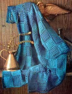 Vintage Crochet Pattern Afghan Plaid Two Tone Block - Country Home Decor - PDF English
