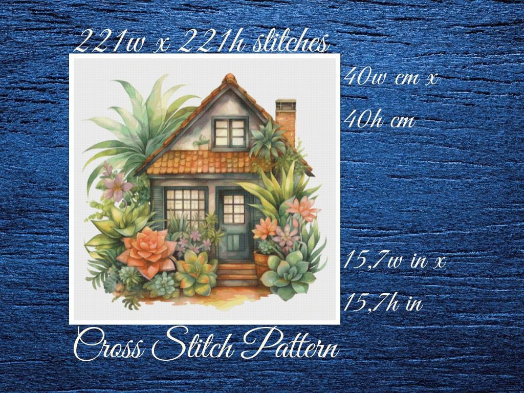 Cottage Cross Stitch Pattern: Floral House (PDF Pattern)