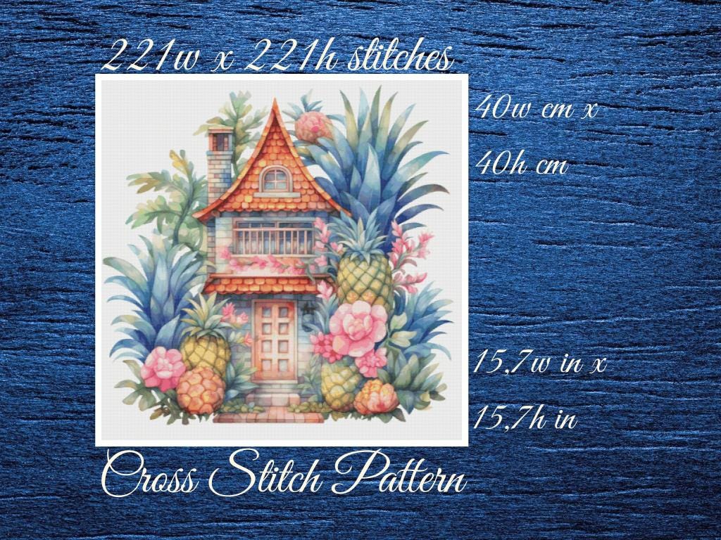 Cottage Cross Stitch Pattern: Pineapple House (PDF Pattern)
