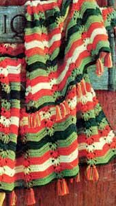 Vintage Crochet Pattern Afghan Plaid Crocheted Striped - Country Home Decor - PDF English