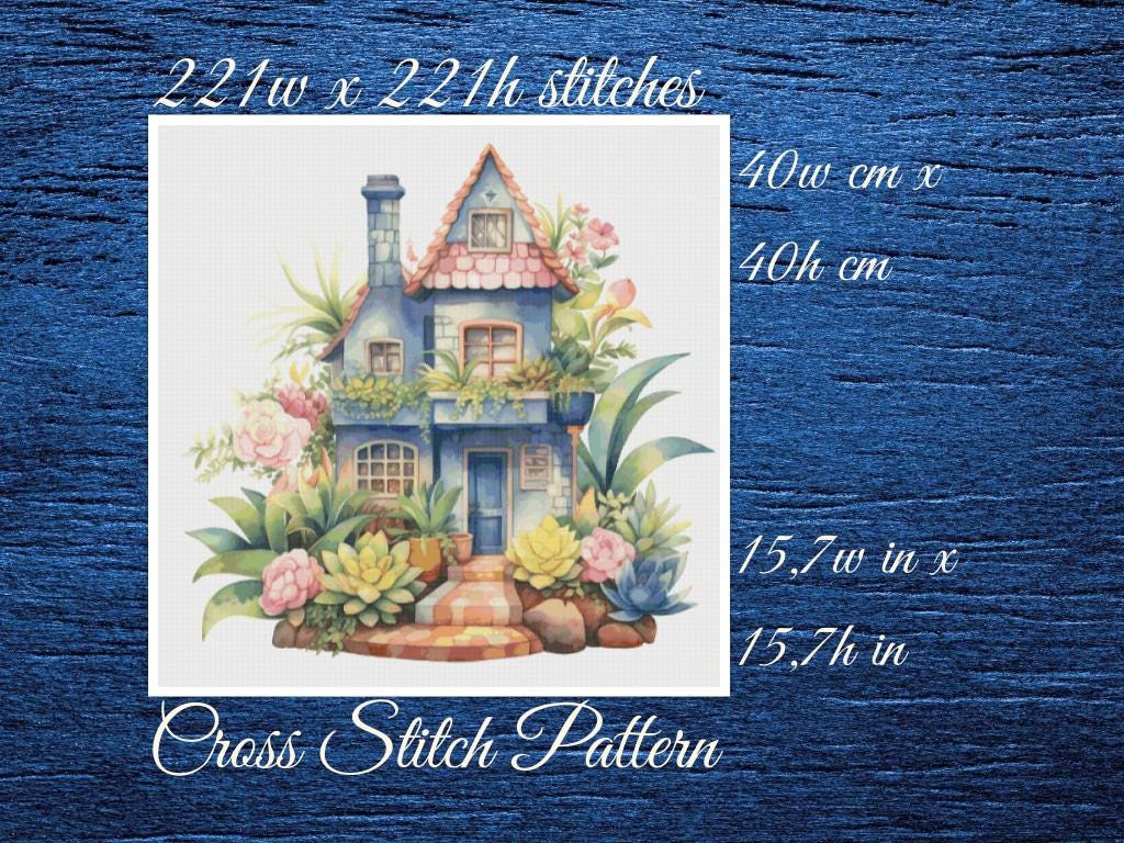 Cottage Cross Stitch Pattern: Floral House (PDF Pattern)