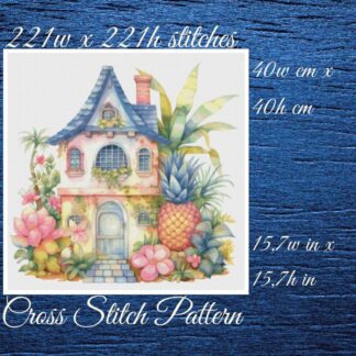 Cottage Cross Stitch Pattern: Tropical House (PDF Pattern)