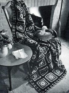 Vintage Crochet Pattern Afghan Plaid Old Granny - Country Home Decor - PDF English