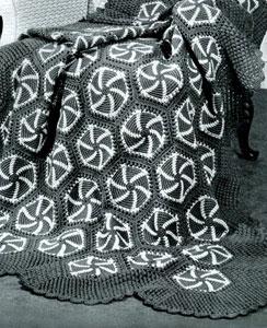 Vintage Crochet Pattern Afghan Plaid Pin Wheel - Country Home Decor - PDF English