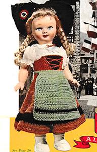 Vintage Crochet Doll Dress Pattern: Alsace Costume (PDF Download)