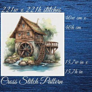 Wooden House on the River Cross Stitch Pattern (PDF)