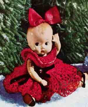Vintage Crochet Doll Dress Pattern: Christmas Red Dress (PDF Download)