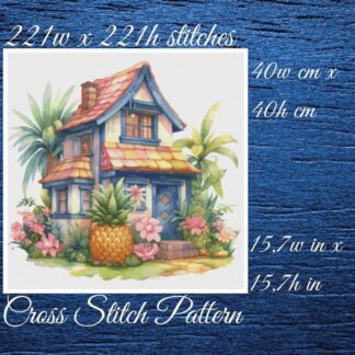 Cottage Cross Stitch Pattern: Tropical House (PDF Pattern)