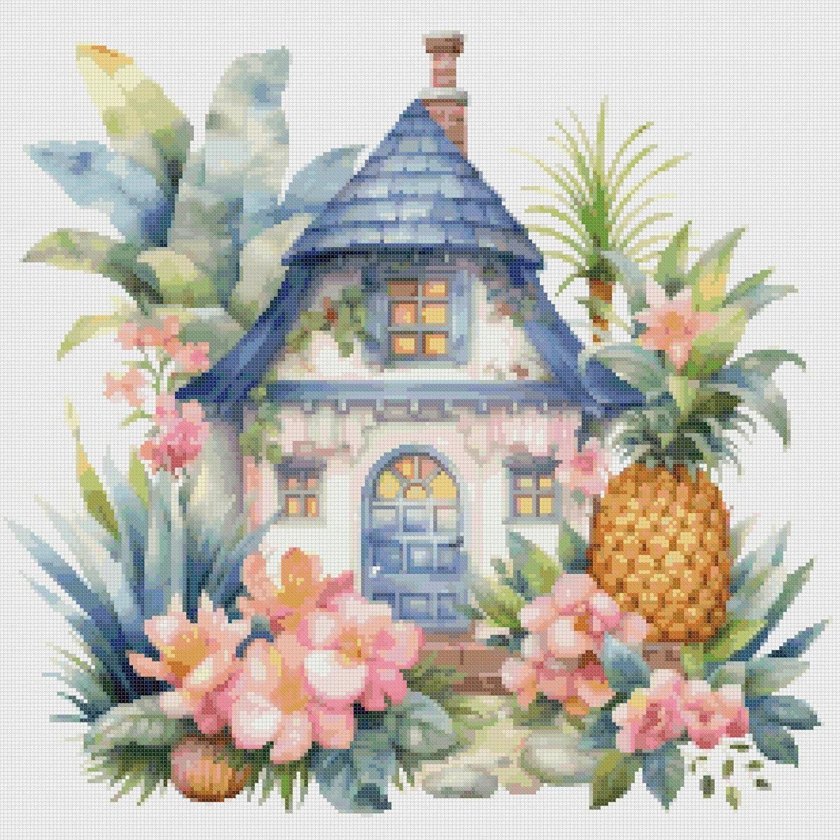 Cottage Cross Stitch Pattern: Floral House (PDF Pattern) - Image 2