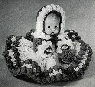 Vintage Crochet Doll Dress Pattern: Ruffle Bustle Design (PDF Download)