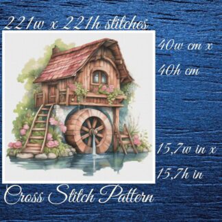 House with Mill Cross Stitch Pattern: Counted PDF (40x40cm)