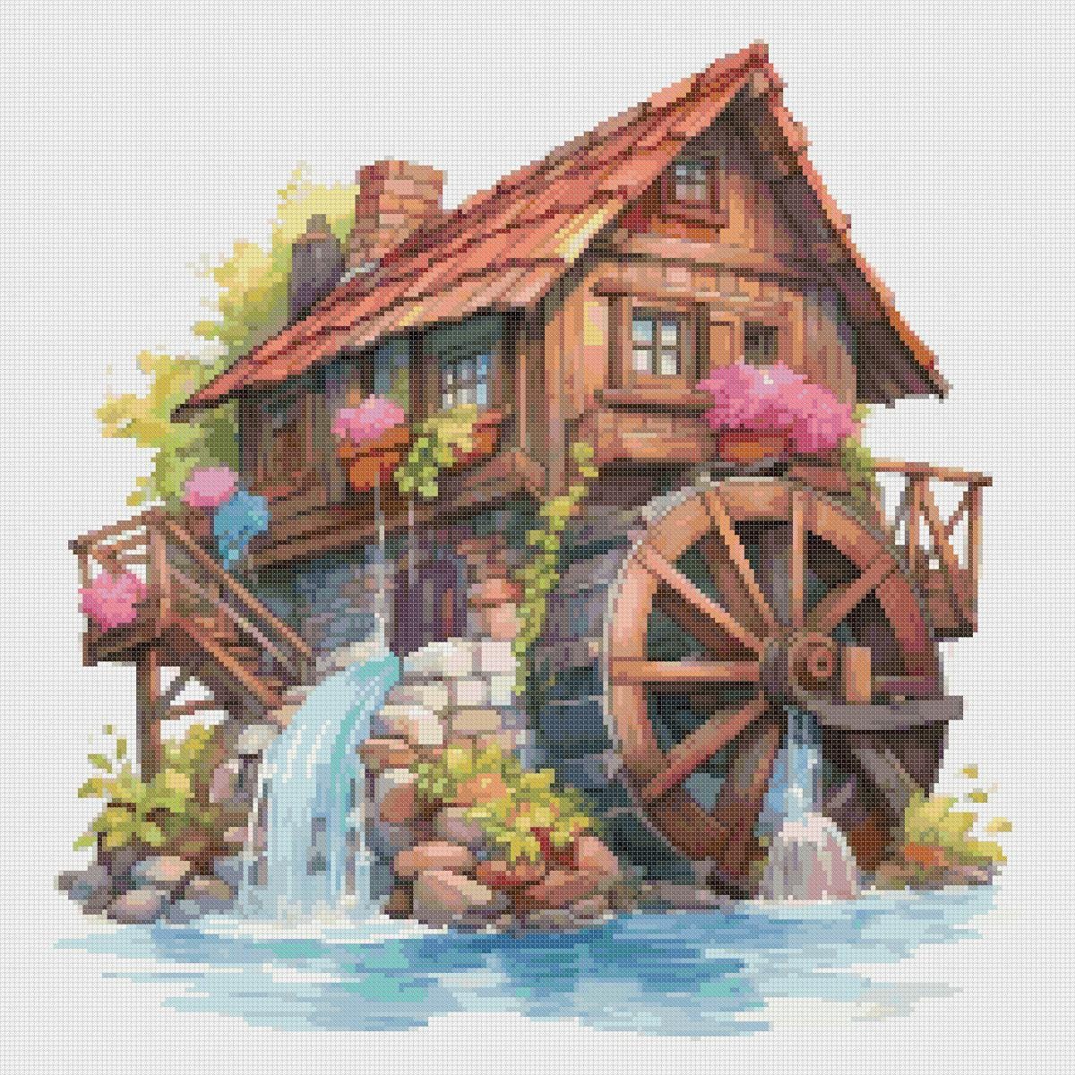 Wooden House on the River Cross Stitch Pattern (PDF) - Image 2