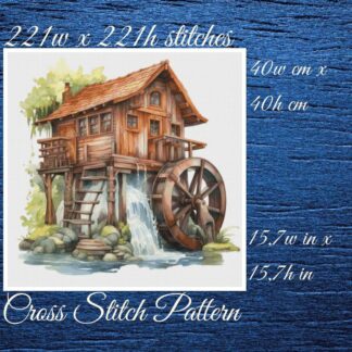 House with Mill Cross Stitch Pattern: Counted PDF (40x40cm)
