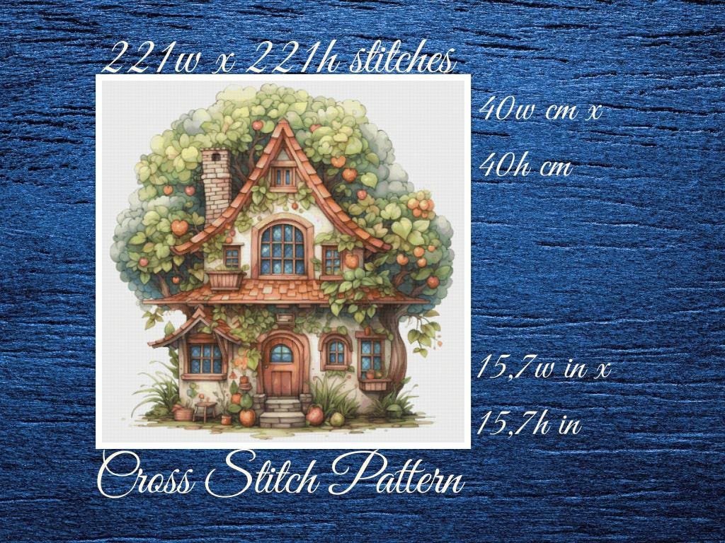 House Cross Stitch Pattern: Whimsical Cottage Design (PDF Pattern)