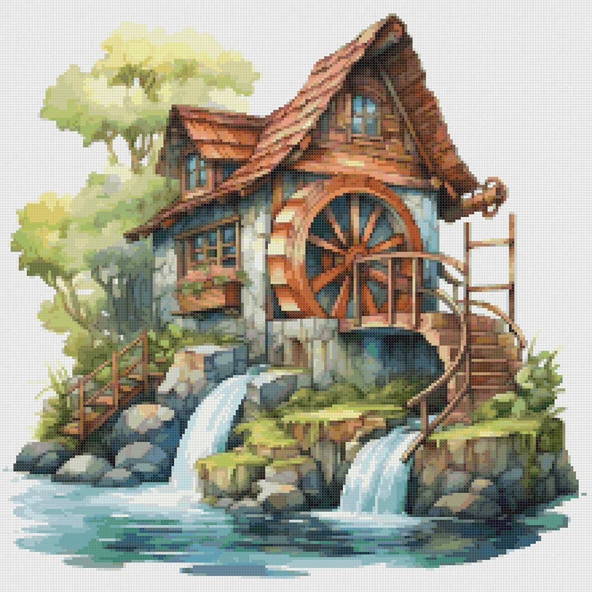 Wooden House on the River Cross Stitch Pattern (PDF) - Image 2