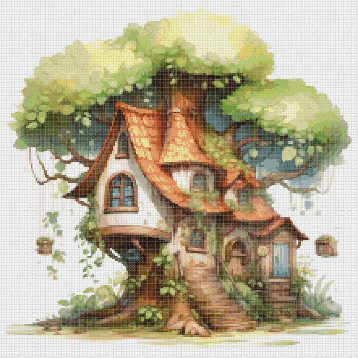 Tree House Cross Stitch Pattern: Fantasy Cottage Design (PDF Pattern) - Image 2