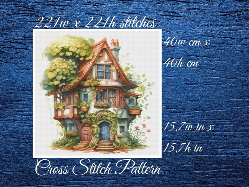 Cottage Cross Stitch Pattern: Whimsical Home Design (PDF Pattern)