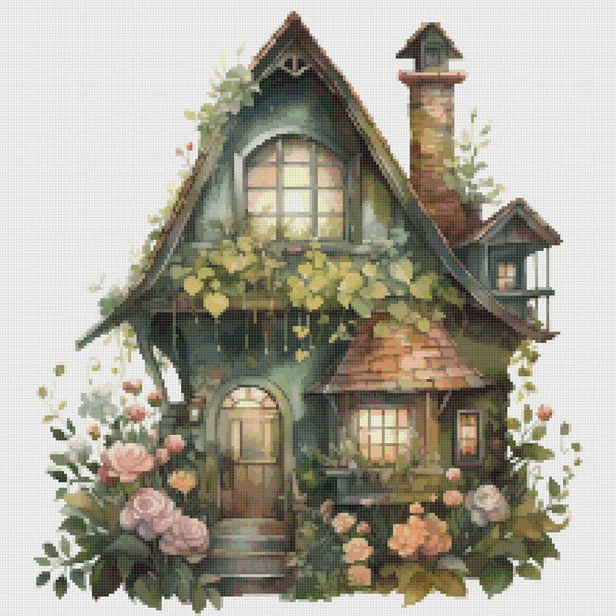 Cottage Cross Stitch Pattern: Floral House (PDF Pattern) - Image 2