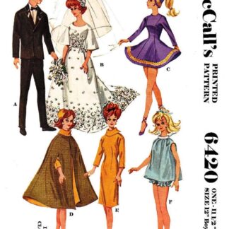 Vintage Fashion Doll Clothes Sewing Pattern for 11.5-12" Dolls (PDF Download)